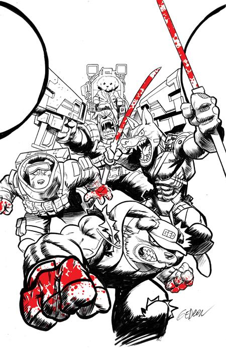 SUPER MONDO MEGA MUTTS #1 (OF 4) CVR J INC 1:100 JUAN GEDEON BLOODY B&W VAR (MR)