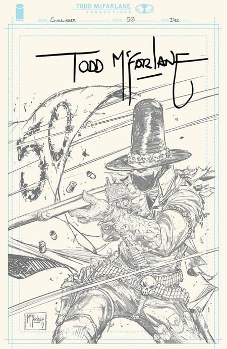 GUNSLINGER SPAWN #50 CVR H INC 1:1000 TODD MCFARLANE SIGNED PENCIL VAR