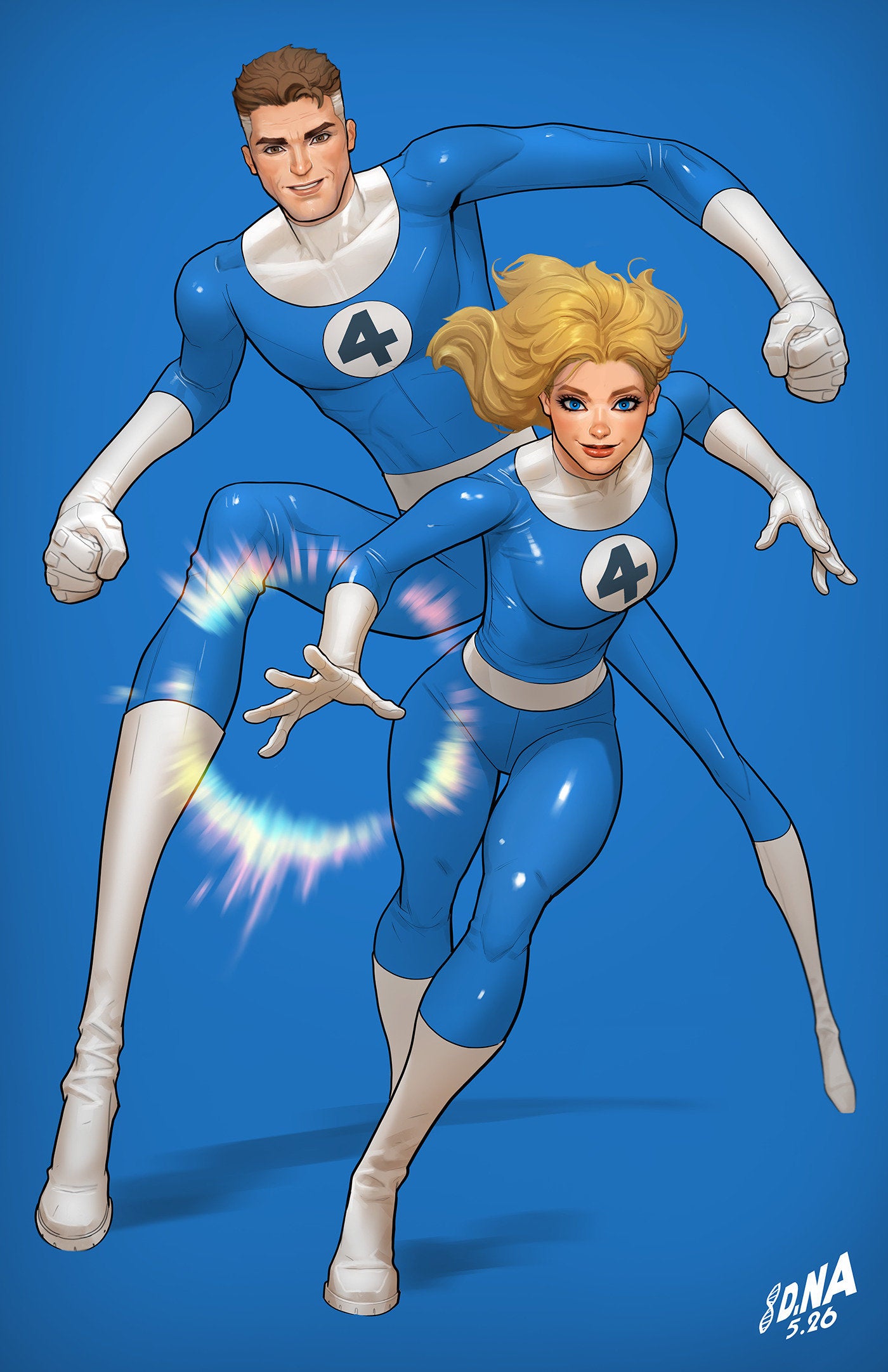 FANTASTIC FOUR #14 DAVID NAKAYAMA COLOR BLOCK BLUE VIRGIN VARIANT 1:50