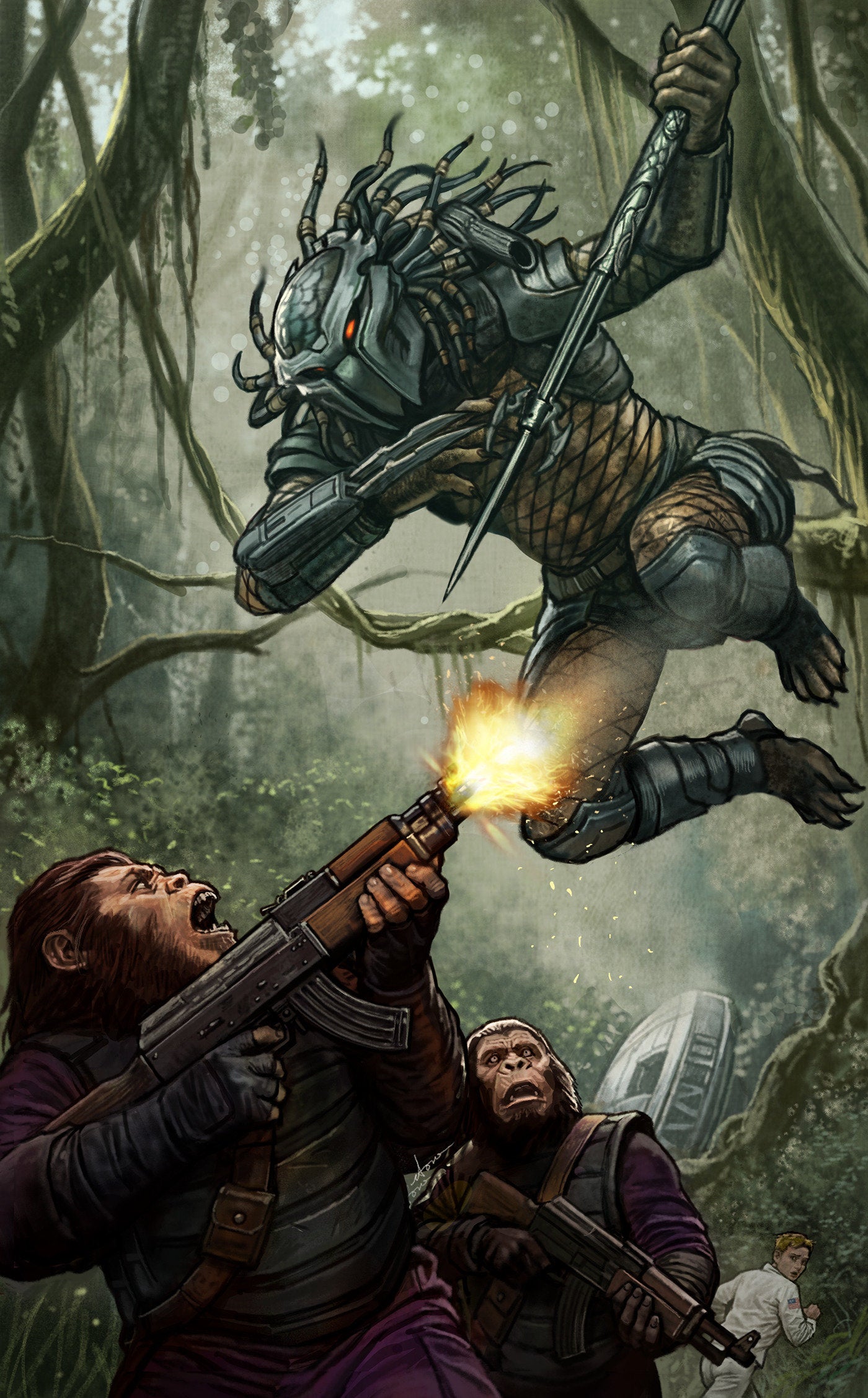 PREDATOR VS. THE PLANET OF THE APES #1 STONEHOUSE VIRGIN VARIANT 1:100
