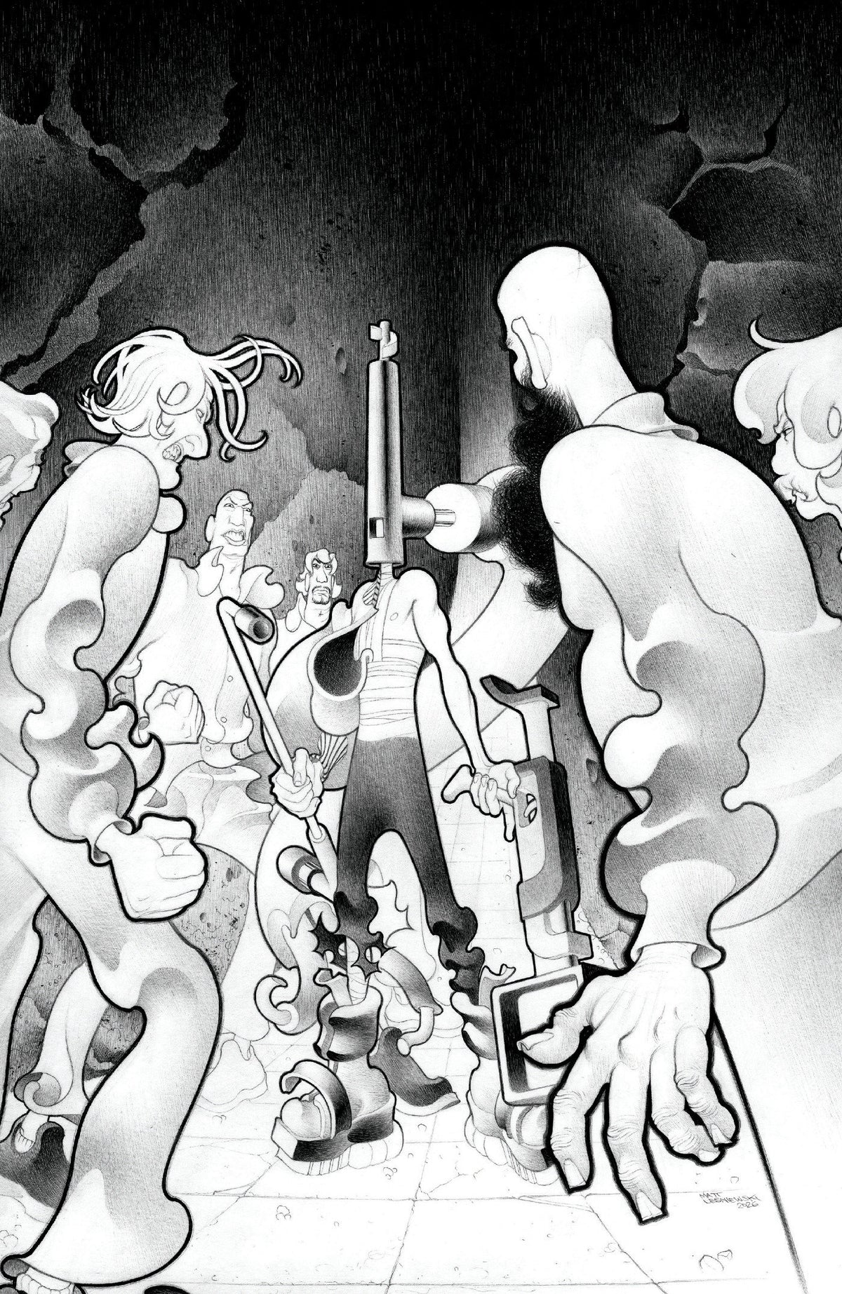 FACELESS AND THE FAMILY MAZE OF THE MECHANICAL ALIENS #4 CVR C INC 1:10 MATT LESNIEWSKI B&W VAR