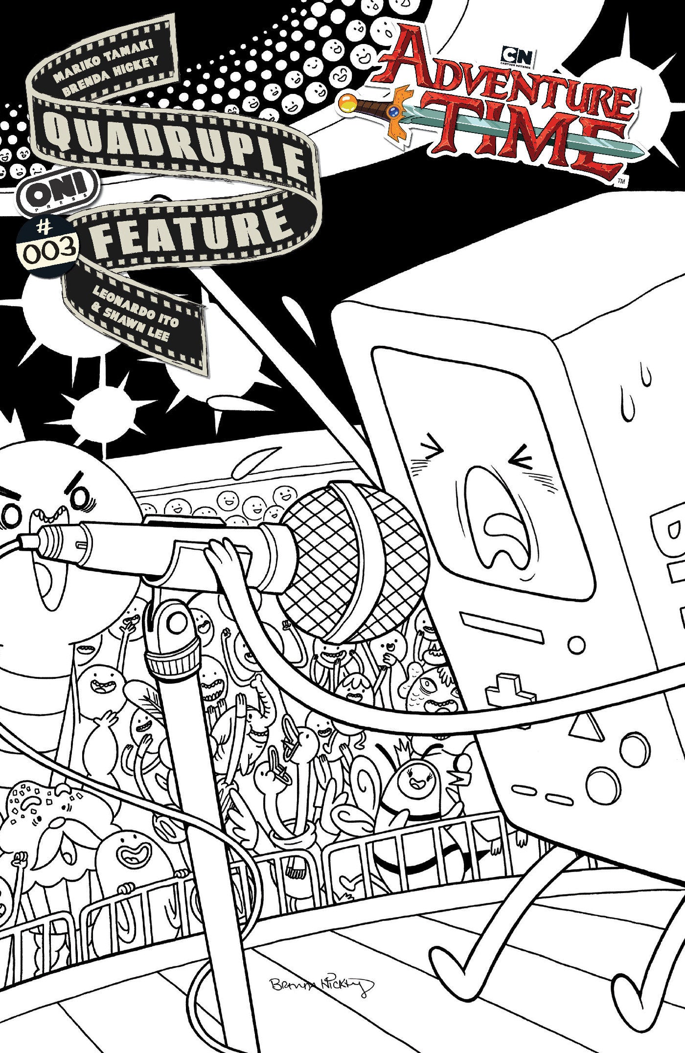 ADVENTURE TIME QUADRUPLE FEATURE #3 CVR D INC 1:20 BRENDA HICKEY B&W VAR